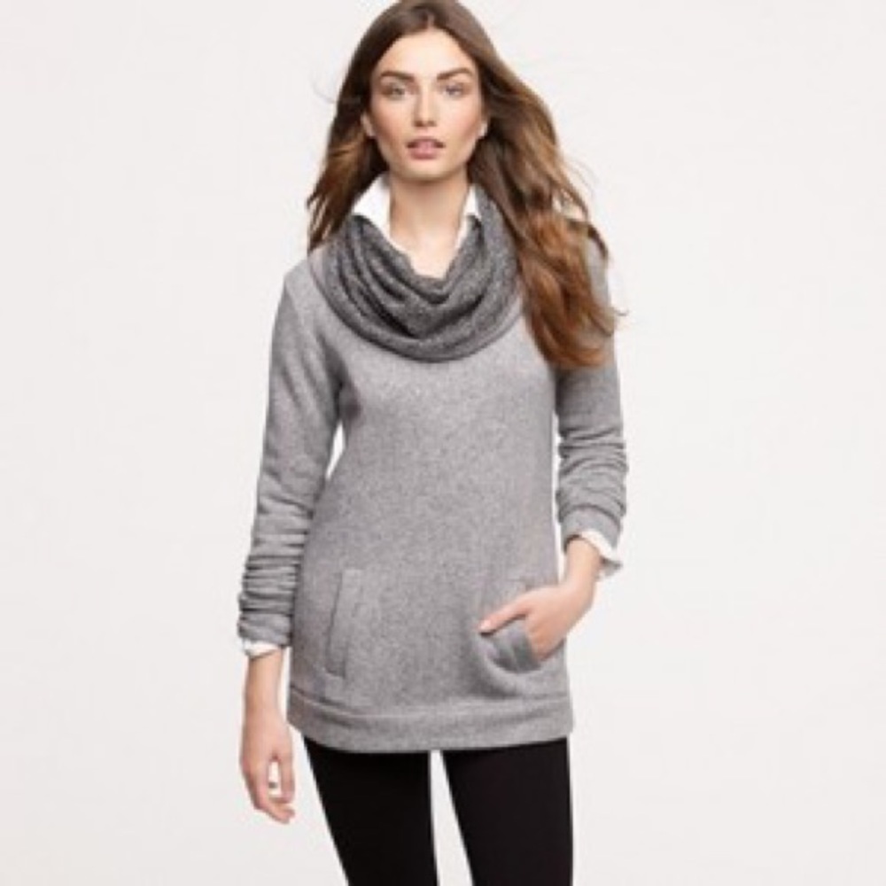 J Crew factory funnel neck sweatshirt size medium heather flint